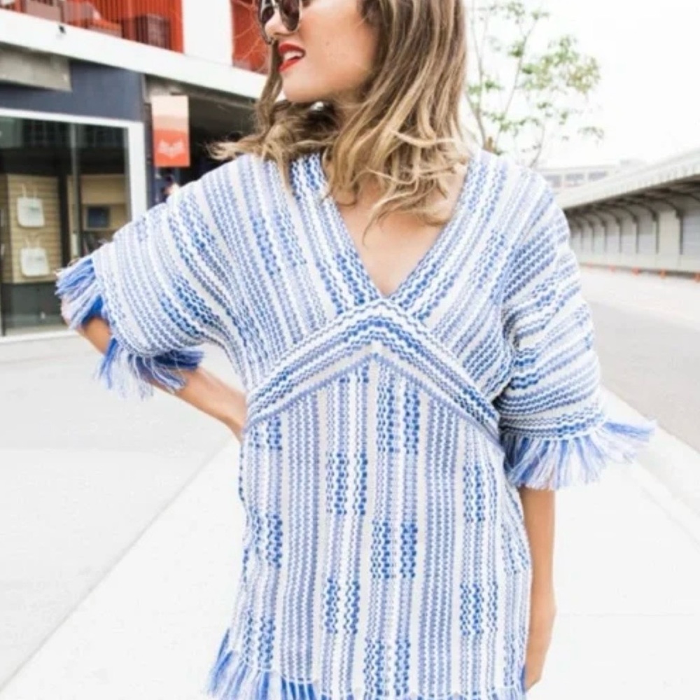 Tory Burch Gwen stripe fringe Tunic